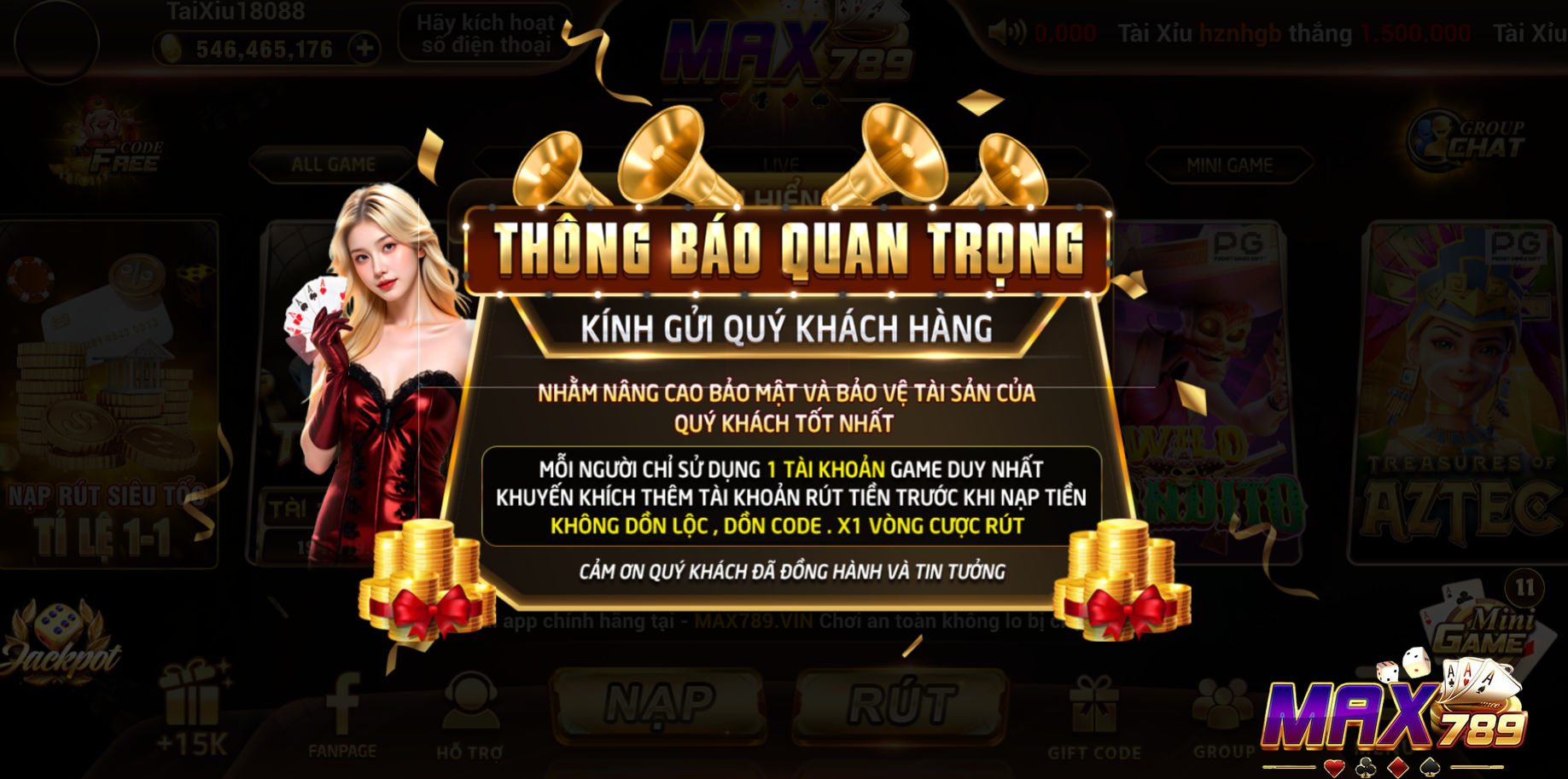 Max789 được cấp phép hoạt động uy tín 