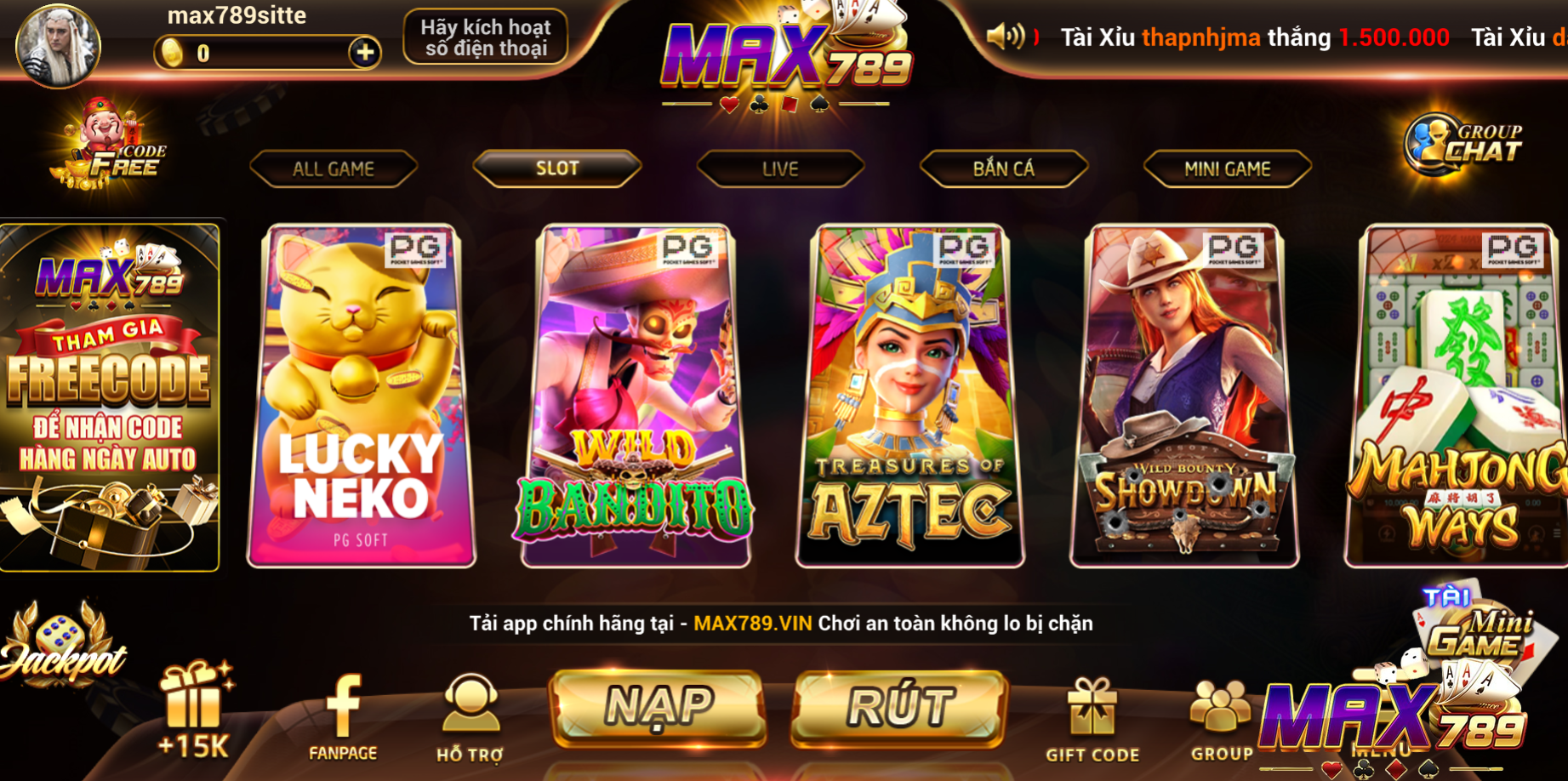 Slot game tại Max789 được nhiều người yêu thích